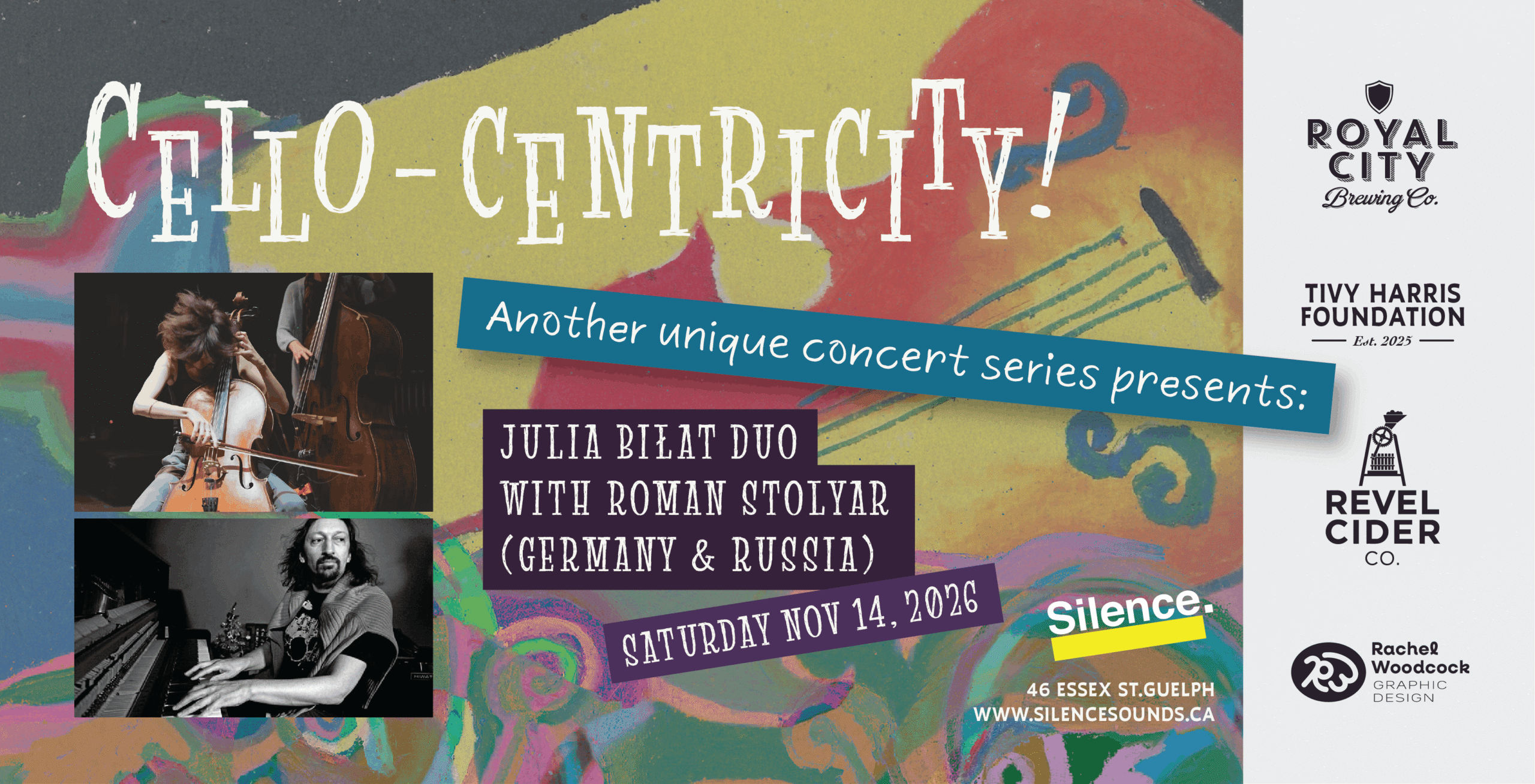 Cello-centricity! banner image featuring Julia Biłat and Roman Stolyar