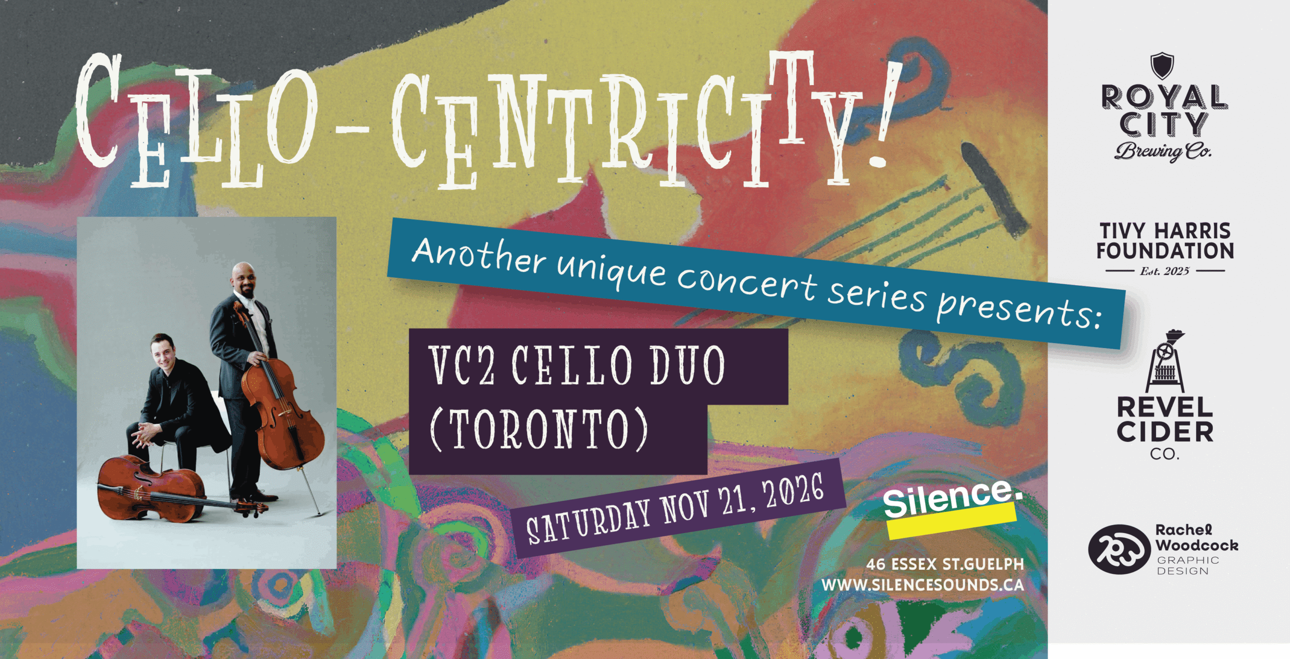 Cello-centricity! banner image featuring VC2 Cello Duo